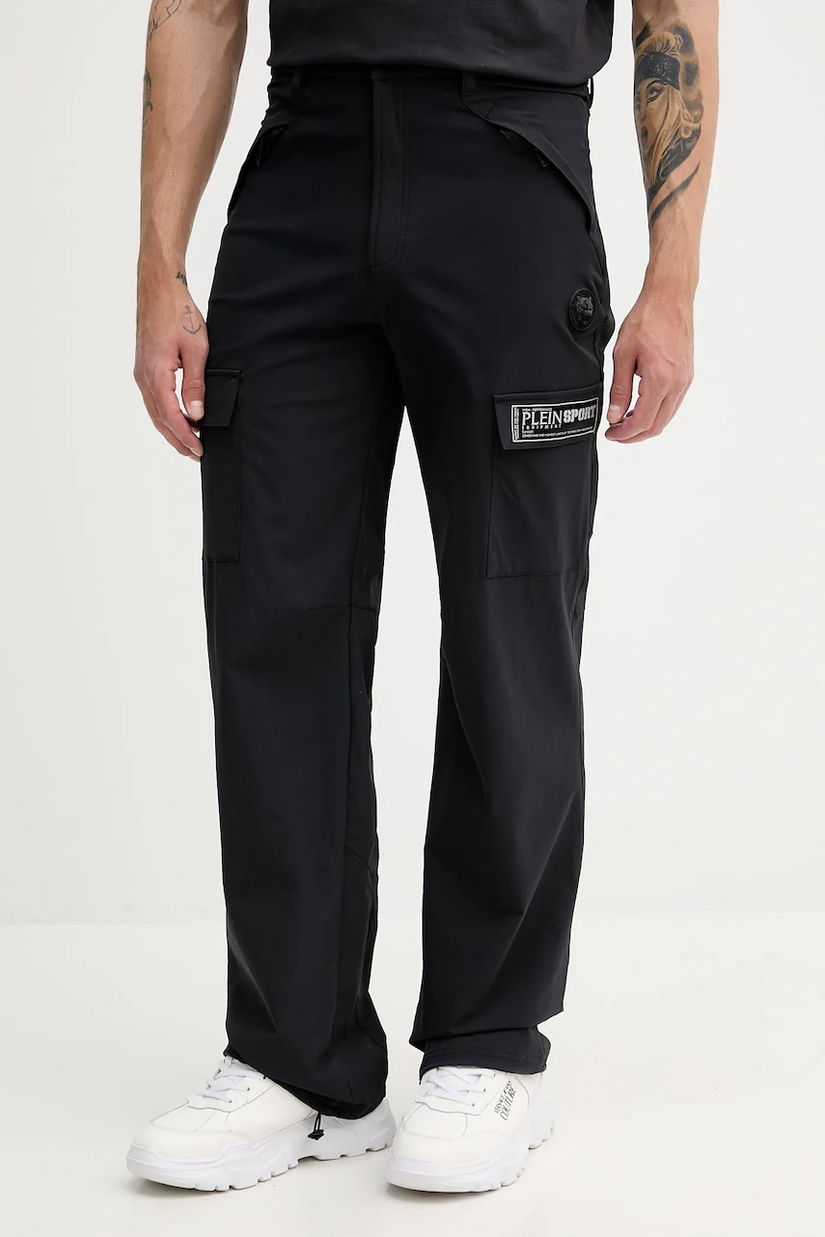 PLEIN SPORT pantaloni culoarea negru, drept, SAEC MRT1455 SNY003N