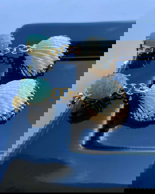 Cercei cu amazonit si scoici naturale