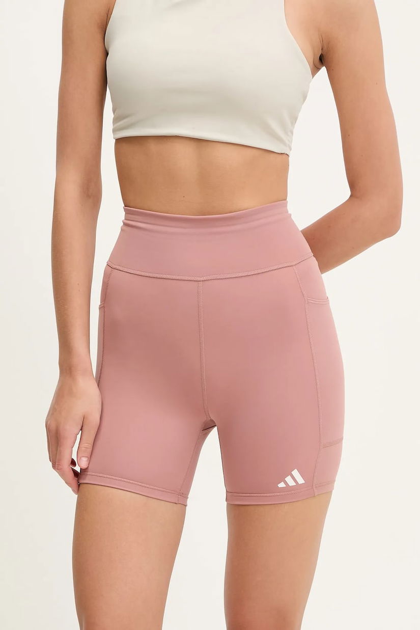 adidas Performance pantaloni scurți de alergare Own The Run culoarea portocaliu, uni, medium waist, JI5666