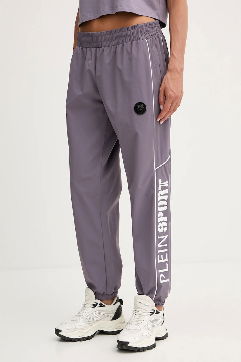 PLEIN SPORT pantaloni de trening culoarea violet, cu imprimeu, SAEC WJT2046 STE003N