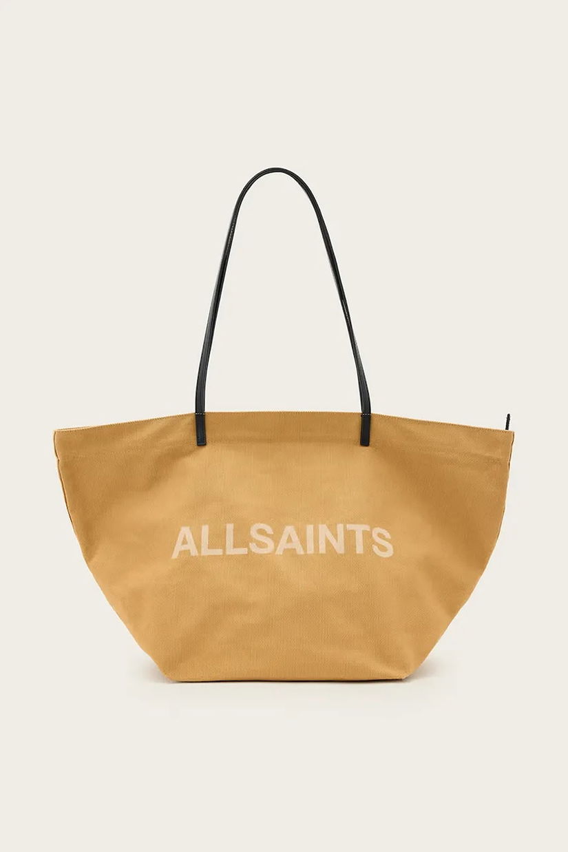 AllSaints geantă din bumbac SERAFINA culoarea bej, W323XC