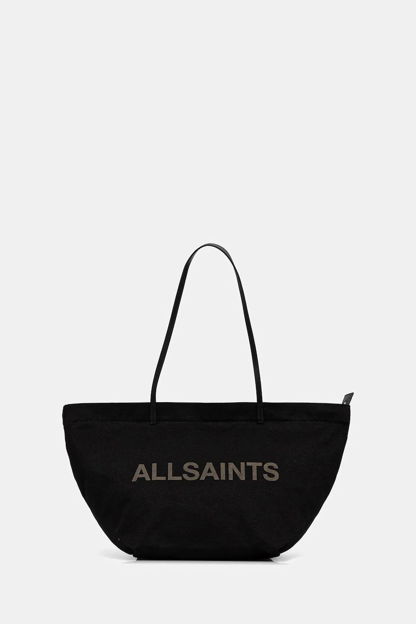 AllSaints geantă din bumbac SERAFINA culoarea negru, W323XC