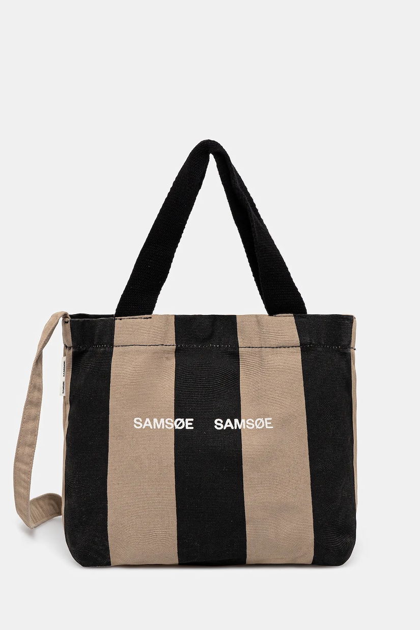 Samsoe Samsoe geantă de bumbac SAFRINKA culoarea bej, F24200050