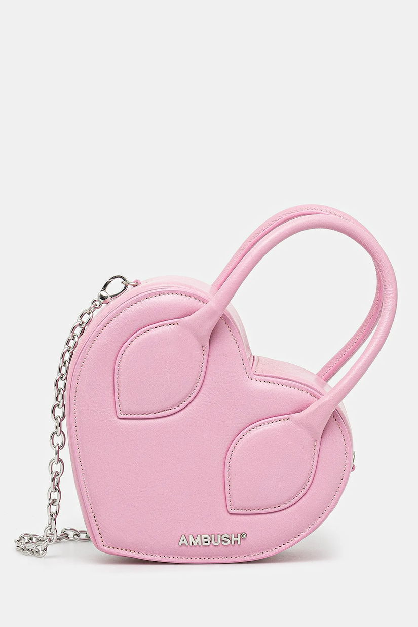 AMBUSH geantă de piele Heart Top Handle Bag culoarea roz, 12115033