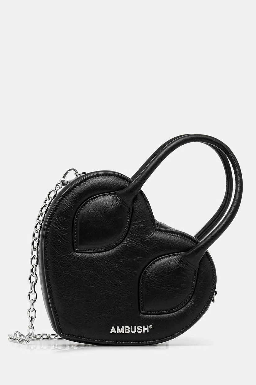 AMBUSH geantă de piele Heart Top Handle Bag culoarea negru, 12115033