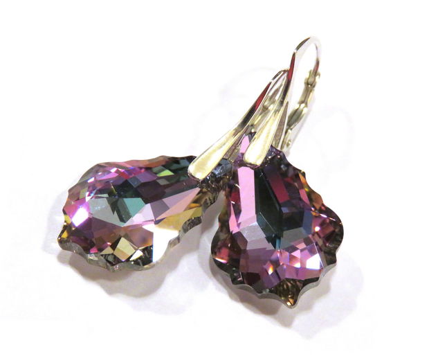 Cercei Cristale Swarovski baroc - CE295.3a - Cercei mari stralucitori, cercei eleganti, cercei romantici, cercei ocazie, cercei nunta, cercei nasa