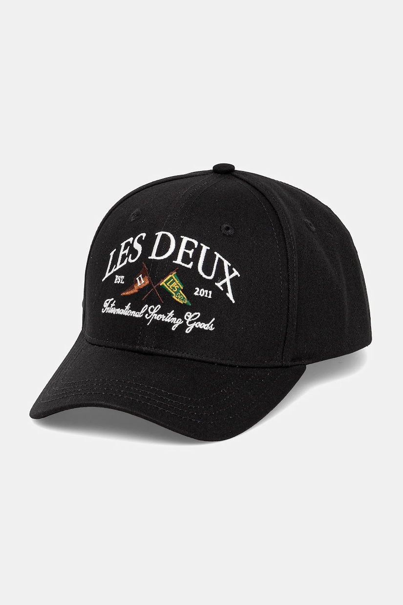 Les Deux șapcă de baseball din bumbac culoarea negru, cu imprimeu, 1000271