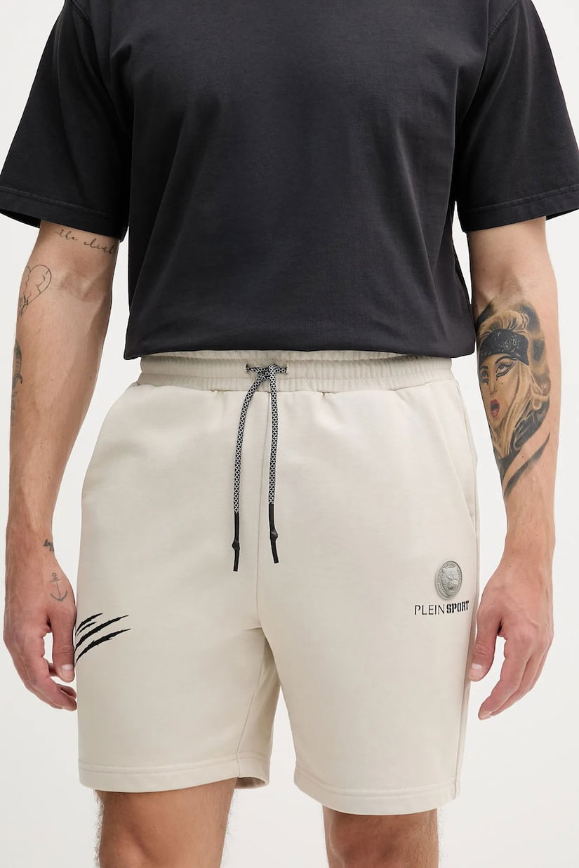 PLEIN SPORT pantaloni scurți culoarea bej, SAEC MJT2473 STE001N