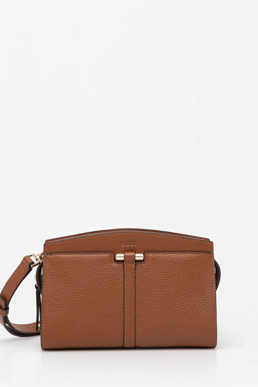 BOSS geantă de piele culoarea maro, 50542067