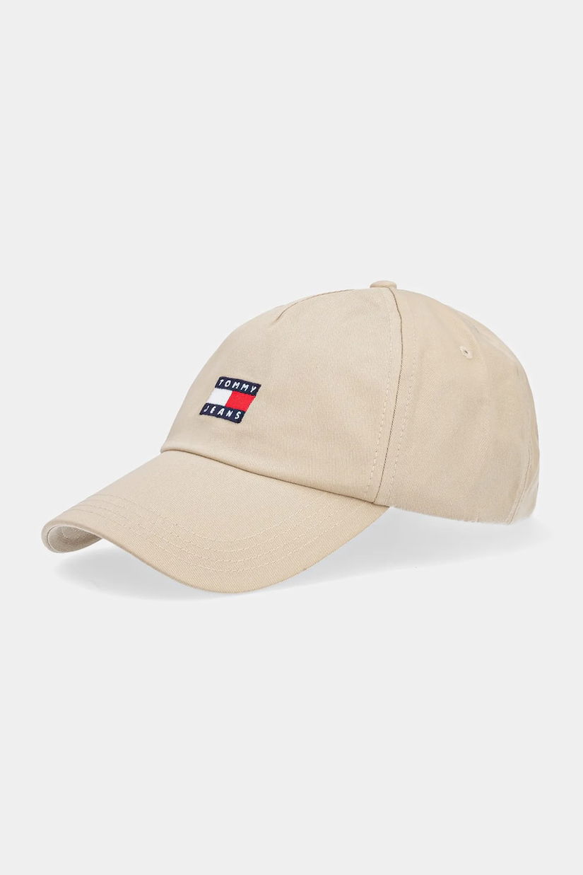Tommy Jeans șapcă de baseball din bumbac culoarea maro, cu imprimeu, AM0AM12933