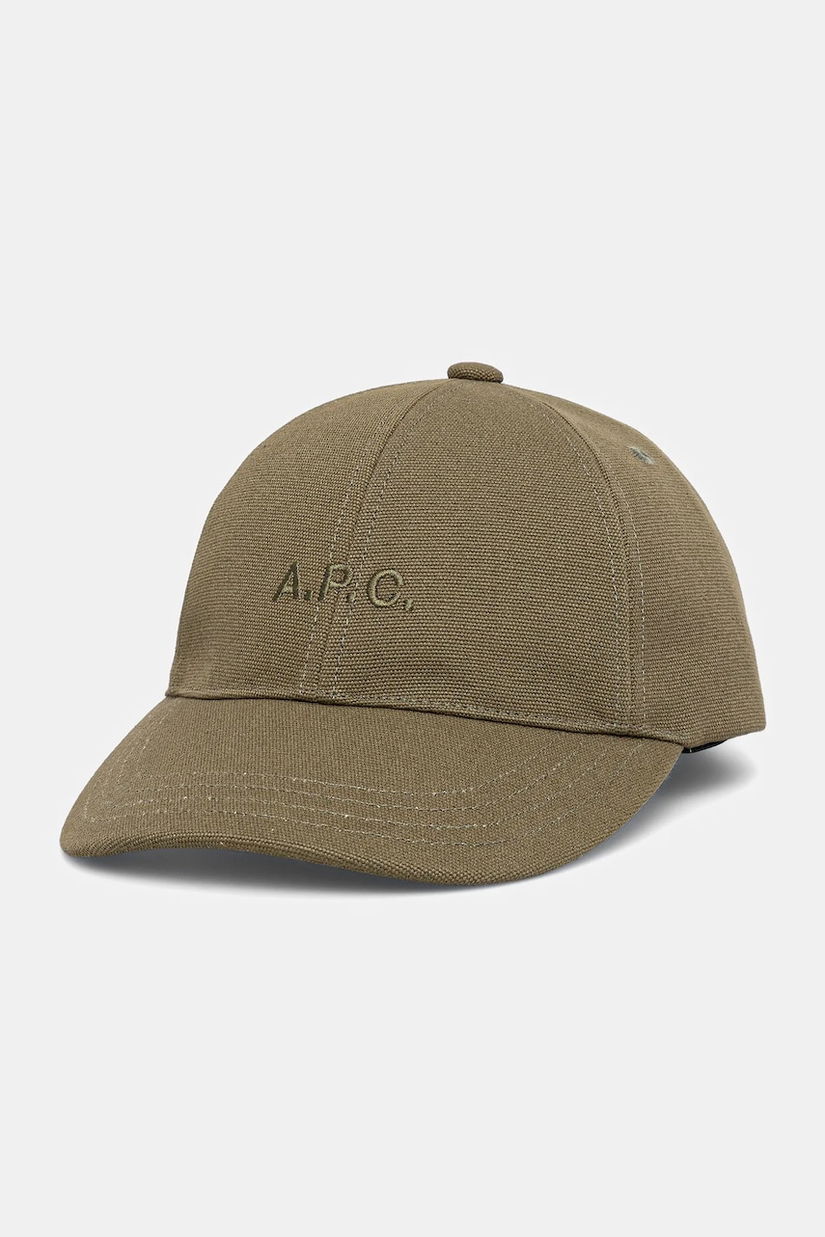 A.P.C. șapcă de baseball din bumbac casquette charlie culoarea verde, neted, COGYX.M24069