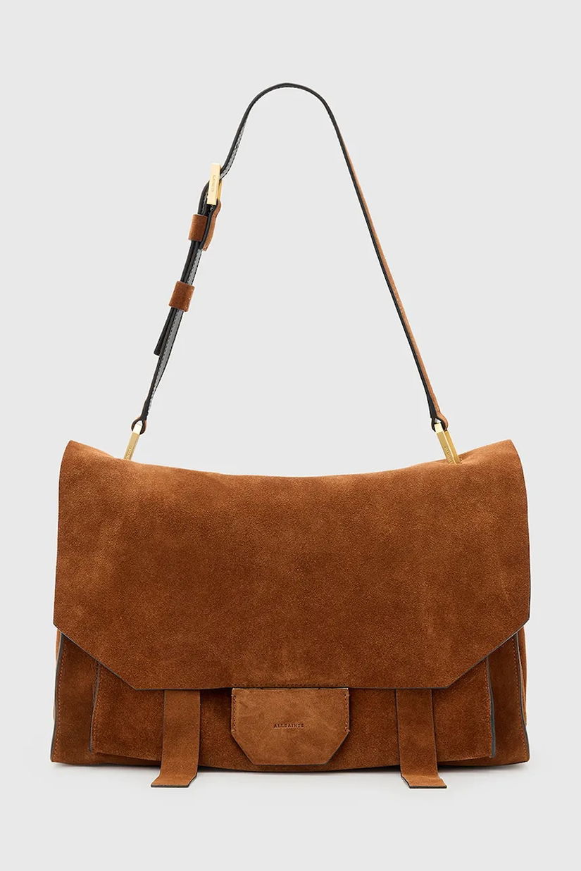 AllSaints geantă din nubuck URSA culoarea maro, W321XC