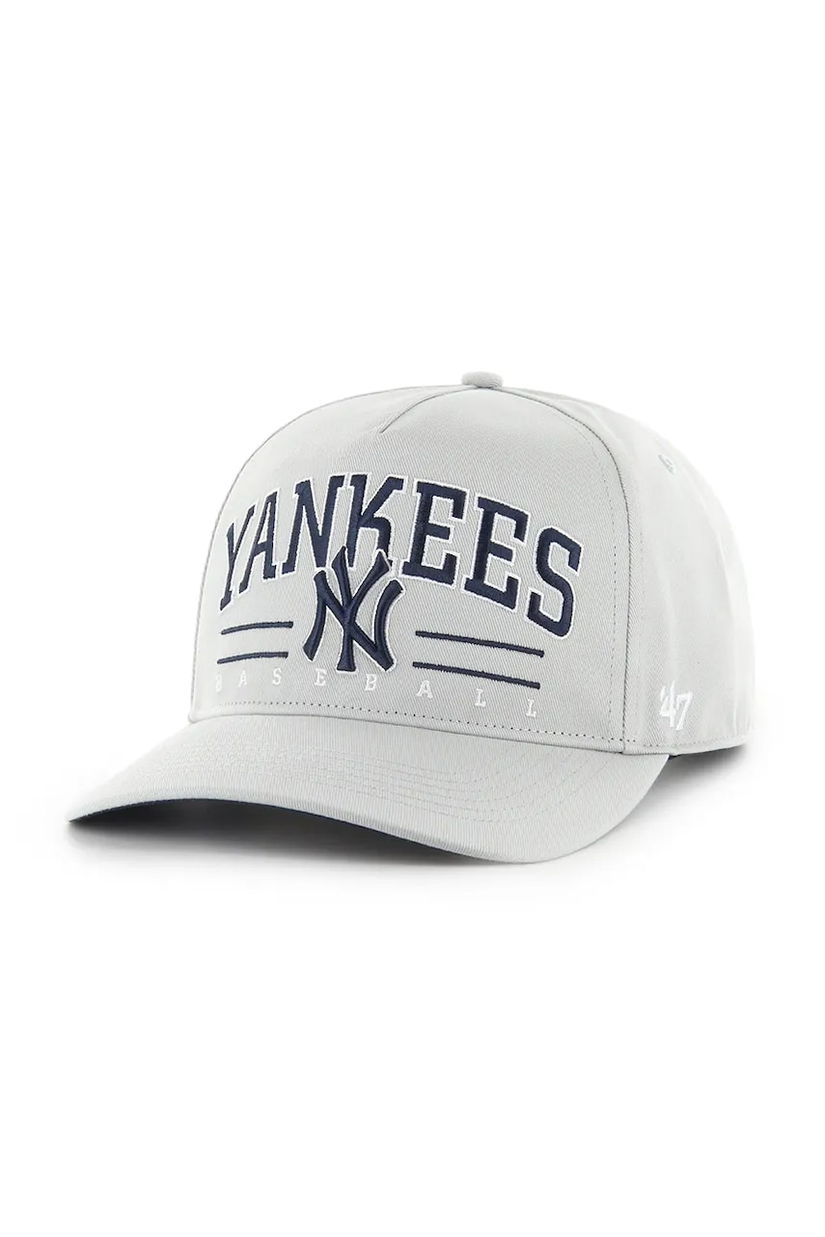 47 brand șapcă de baseball din bumbac MLB New York Yankees culoarea gri, cu imprimeu, B-RSCOE17GWP-GY