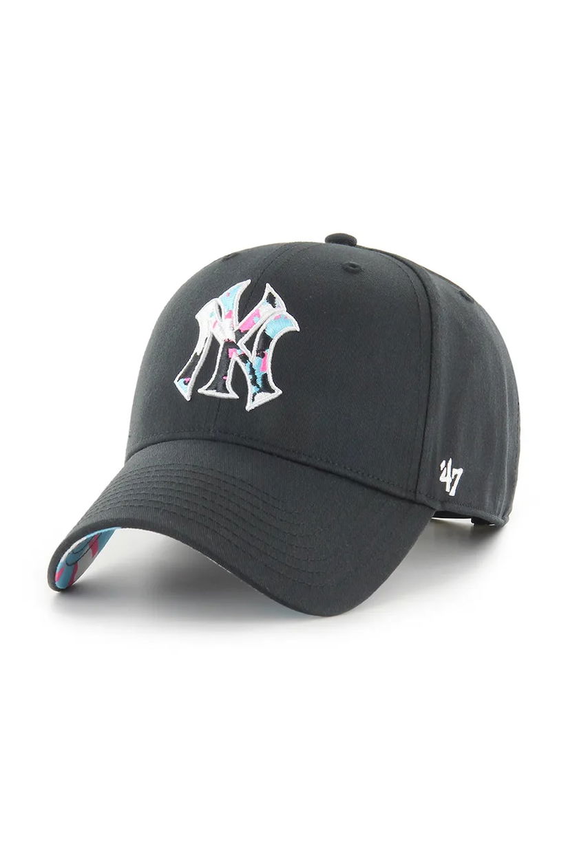 47 brand șapcă MLB New York Yankees culoarea negru, cu imprimeu, B-DGTSM17CTP-BK