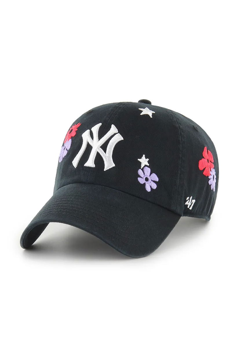 47 brand șapcă de baseball din bumbac MLB New York Yankees culoarea negru, cu imprimeu, B-FLRAC17GWS-BKA