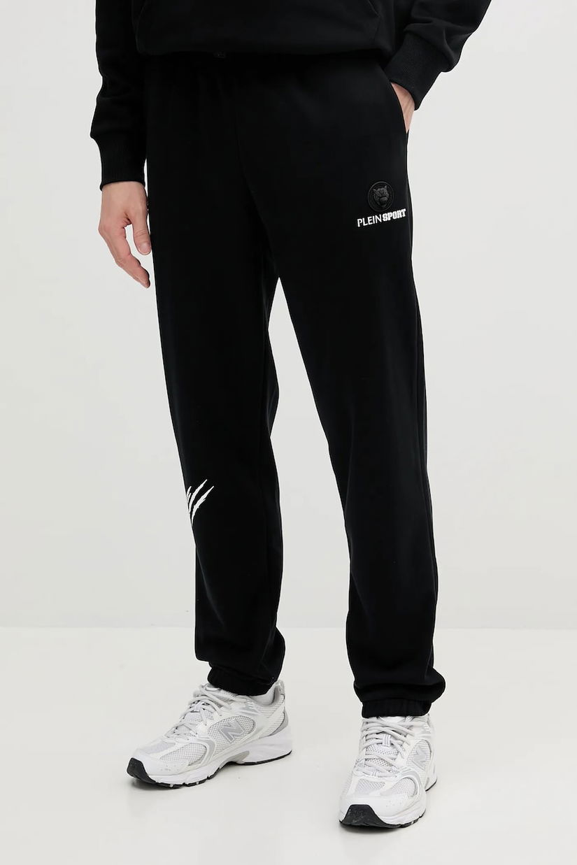 PLEIN SPORT pantaloni de trening culoarea negru, cu imprimeu, SAEC MJT2474 STE001N