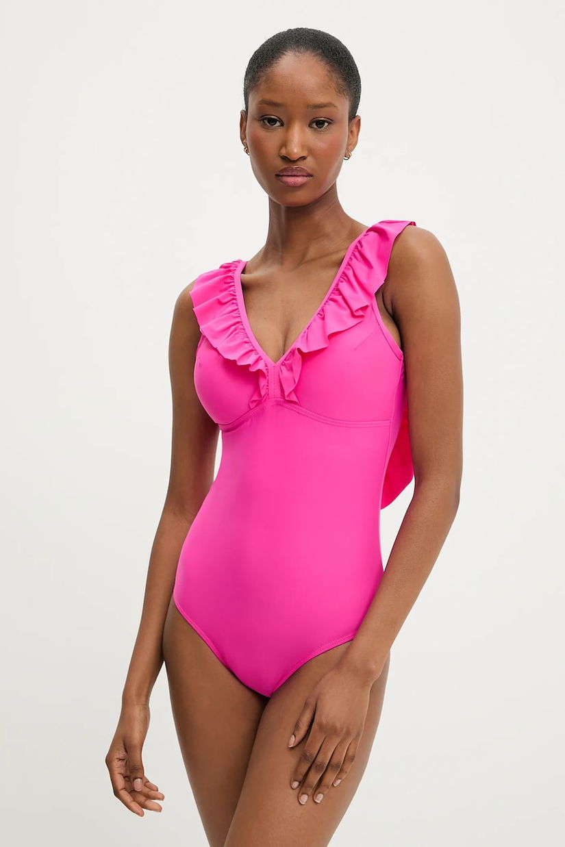 Answear Lab costum de baie dintr-o bucată culoarea roz, cupa usor rigidizata