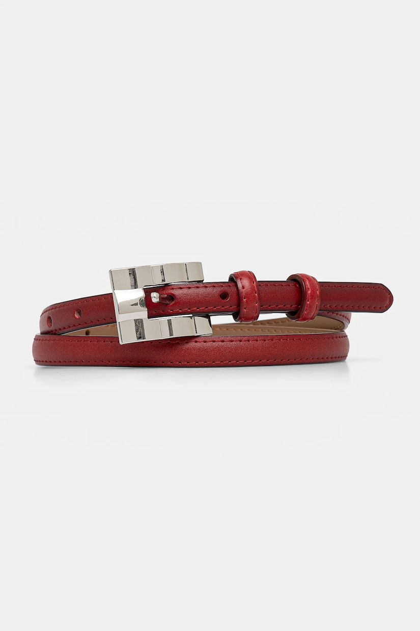 Answear Lab curea de piele femei, culoarea rosu