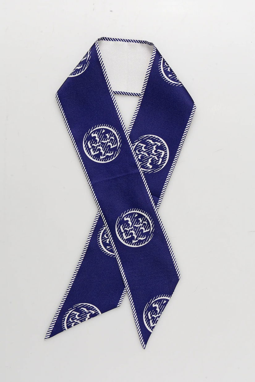 Tory Burch o eșarfă cu mătase Medallion culoarea bleumain, 174863-400