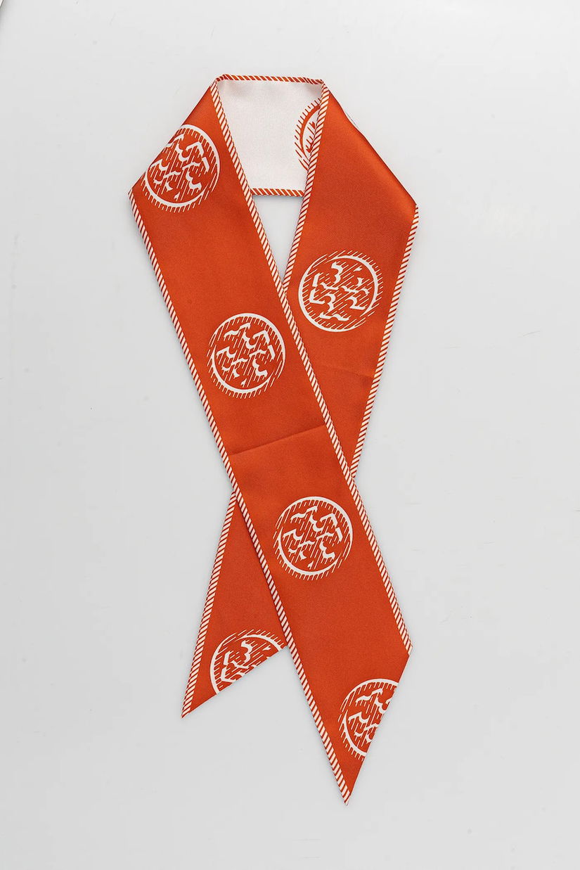Tory Burch eșarfă cu mătase Medallion culoarea portocaliu, cu imprimeu, 174863-600