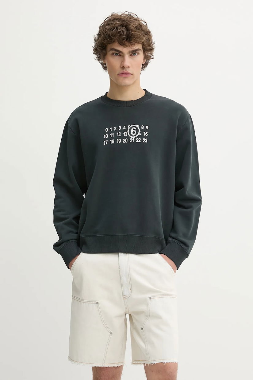 MM6 Maison Margiela hanorac de bumbac culoarea negru, cu imprimeu, SH2GU0021