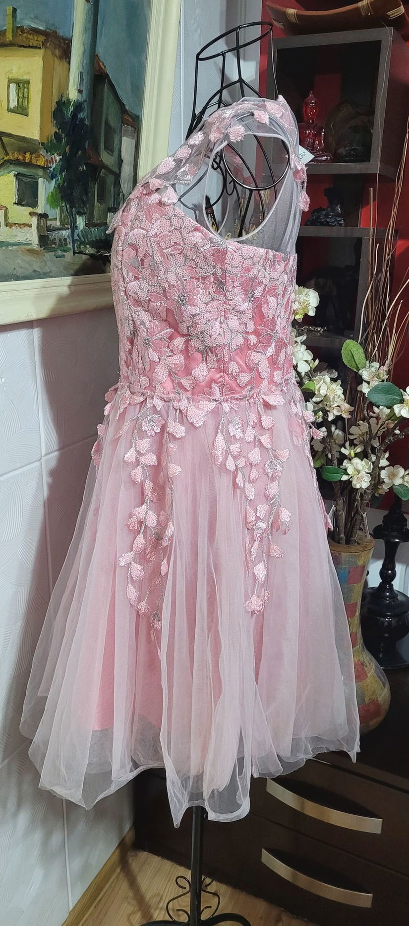 Rochie tull cu broderie