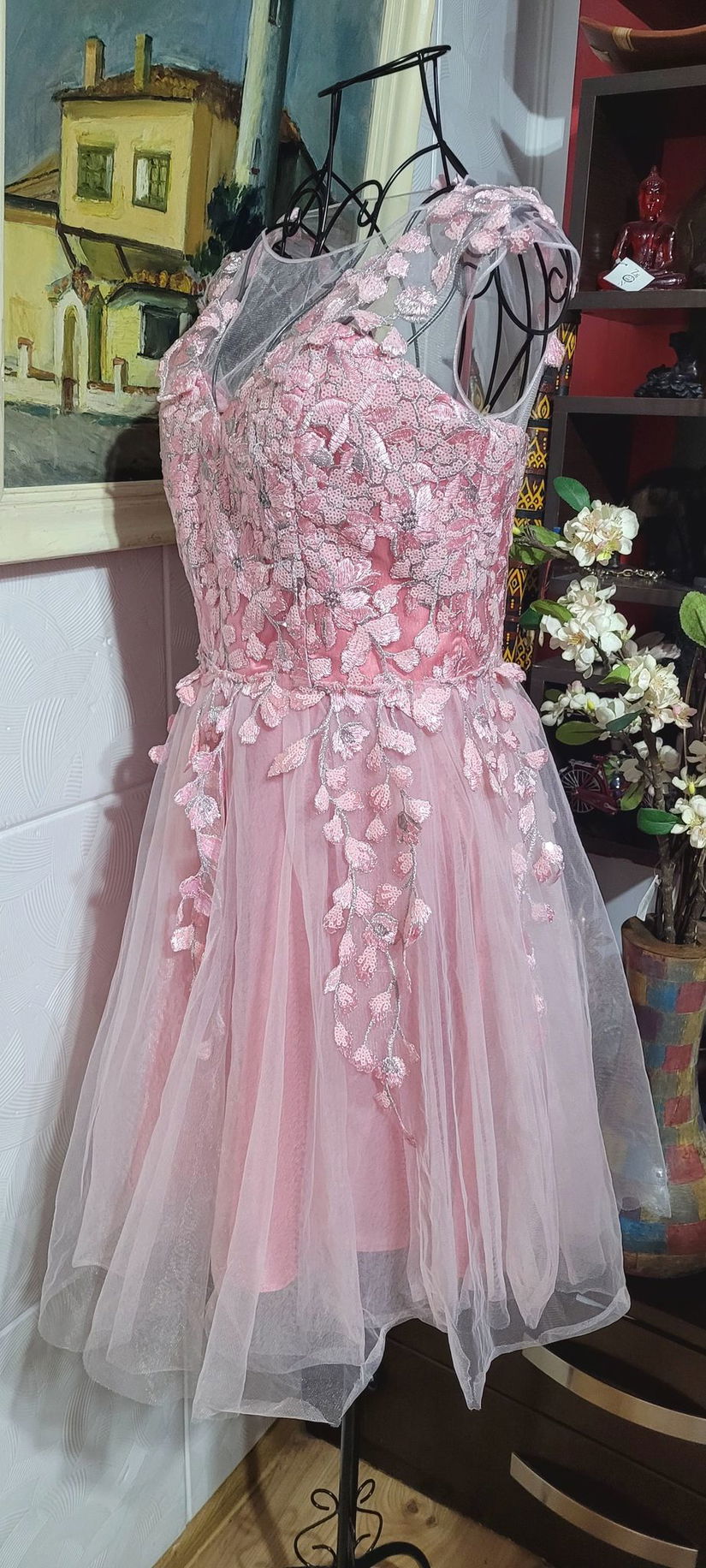 Rochie tull cu broderie