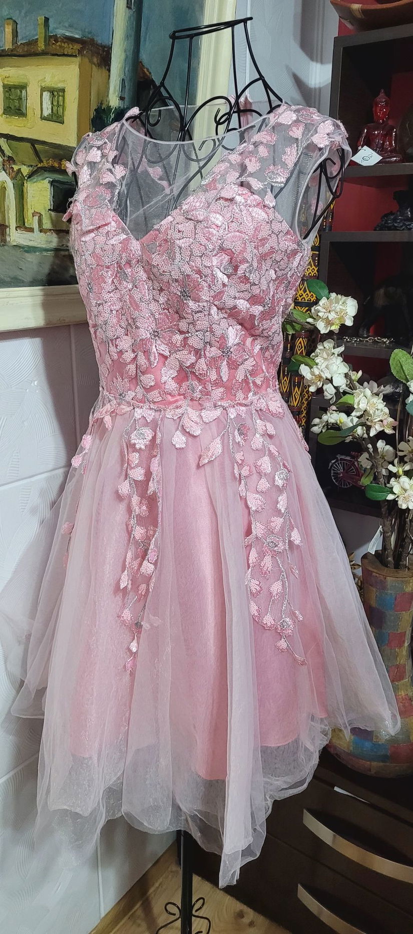 Rochie tull cu broderie