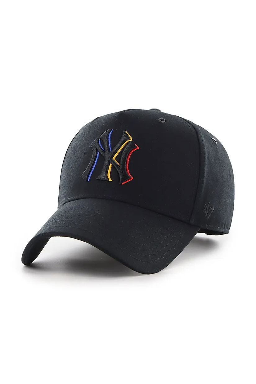 47 brand șapcă de baseball din bumbac MLB New York Yankees culoarea negru, cu imprimeu, B-PRPDT17GWP-BK