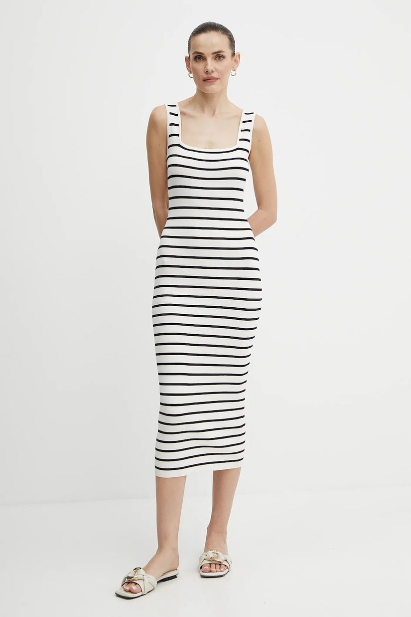 Morgan rochie RMDEBI culoarea bej, midi, mulată, RMDEBI