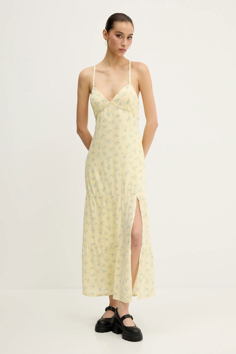 Hollister Co. rochie culoarea galben, maxi, dreaptă, KI359-5080