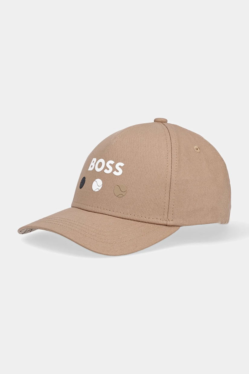 BOSS Green șapcă de baseball din bumbac culoarea bej, cu imprimeu, 50546273