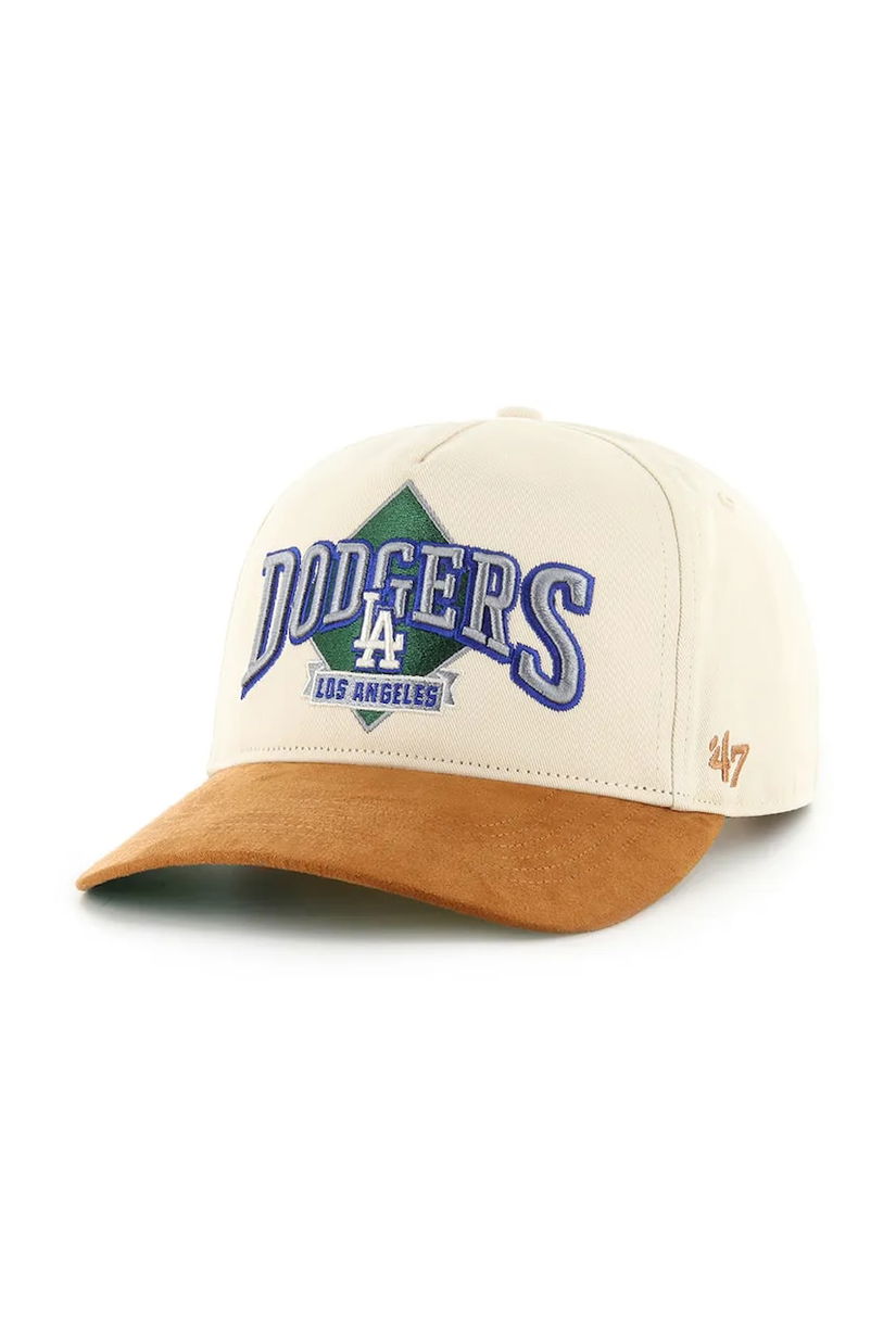 47 brand șapcă MLB Los Angeles Dodgers culoarea bej, cu imprimeu, B-DMOND12GWP-NT