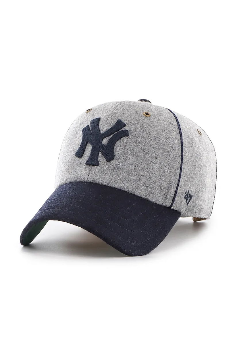 47 brand șapcă MLB New York Yankees culoarea gri, cu imprimeu, B-BRKCU17WIS-GYA