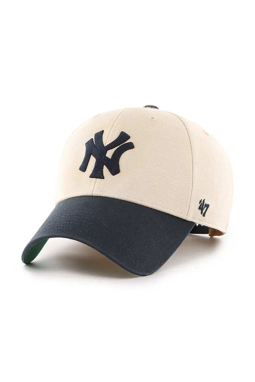 47 brand șapcă de baseball din bumbac MLB New York Yankees culoarea alb, cu imprimeu, B-FIRFD17HTP-SS