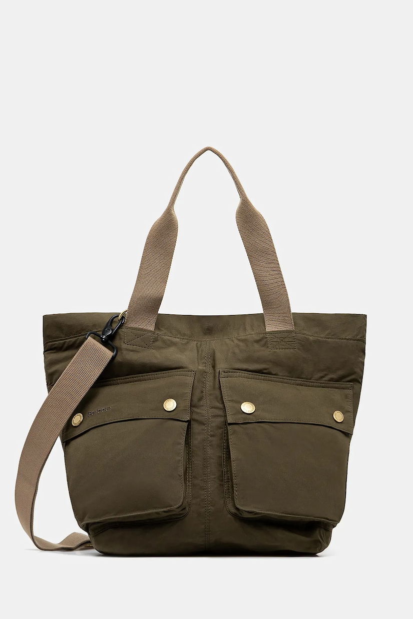 Barbour geantă de bumbac Barbour Transport Carry All Tote Bag culoarea verde, UBA0744