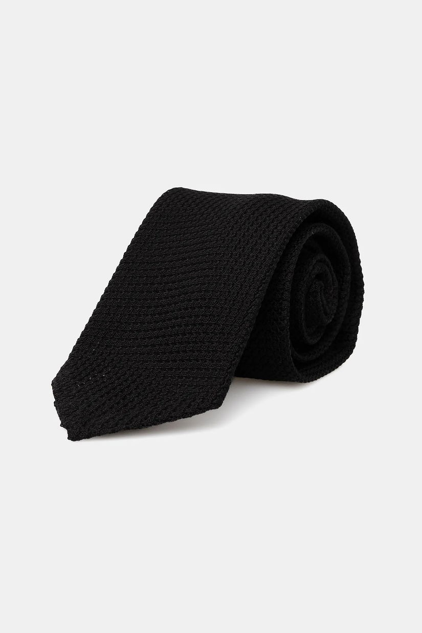Eton cravata de mătase culoarea negru, A00030963