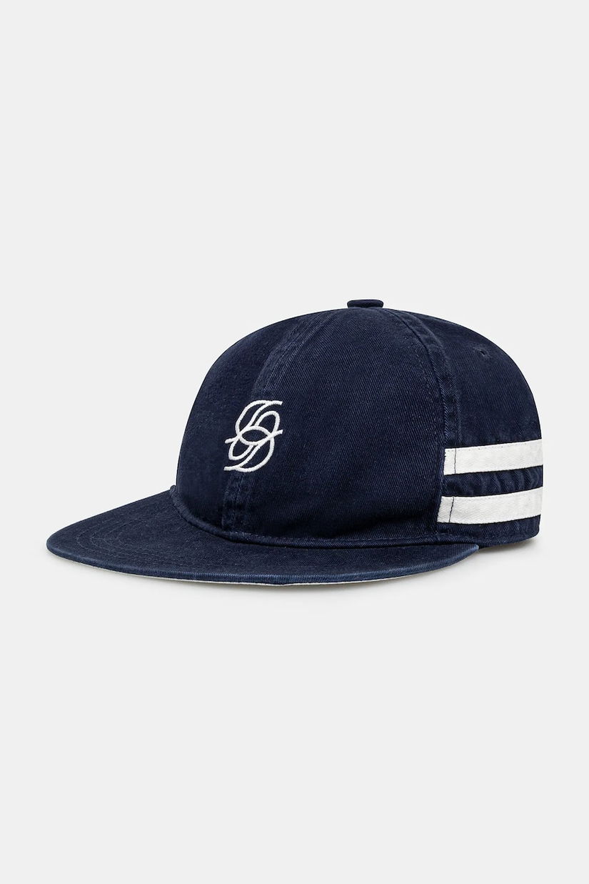 Drôle de Monsieur șapcă de baseball din bumbac La Casquette D Miroir culoarea albastru marin, cu imprimeu, G-CP169-CO138-DNY