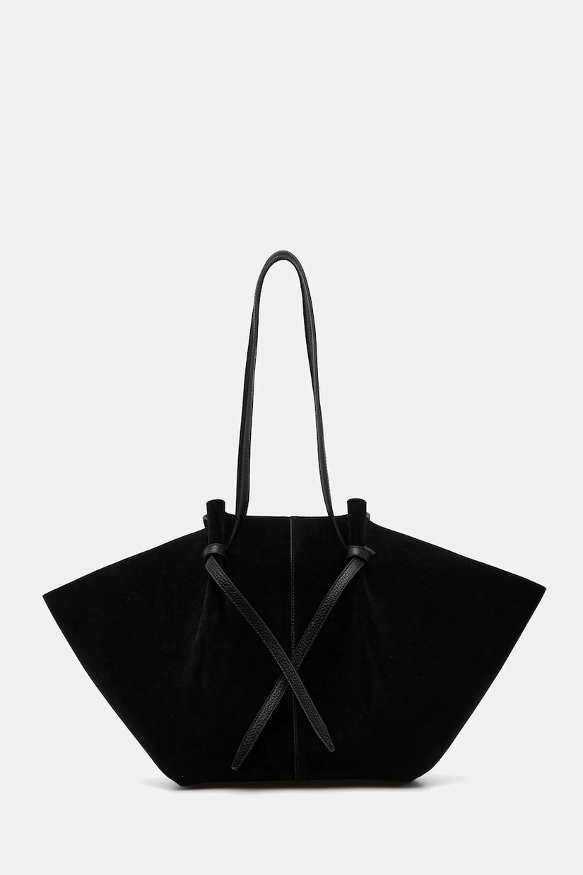 Yuzefi geantă de mana din piele întoarsă LARGE MOCHI culoarea negru, YUZCO-HB-LM-S011