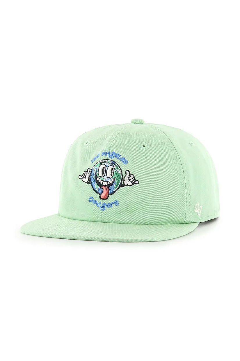 47 brand șapcă de baseball din bumbac MLB LA Dodgers culoarea verde, cu imprimeu, B-GLOBE12CNP-HK