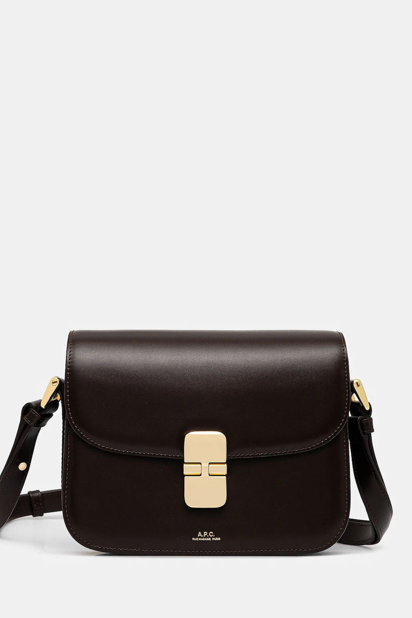 A.P.C. geantă de piele A.P.C. Sac Grace Mini PXBMW-F61515 BLACK culoarea maro