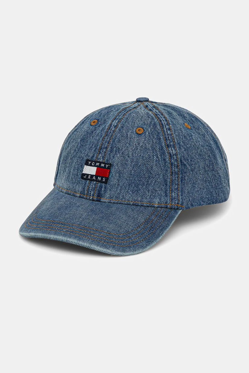 Tommy Jeans șapcă de baseball din denim cu imprimeu, AM0AM13288