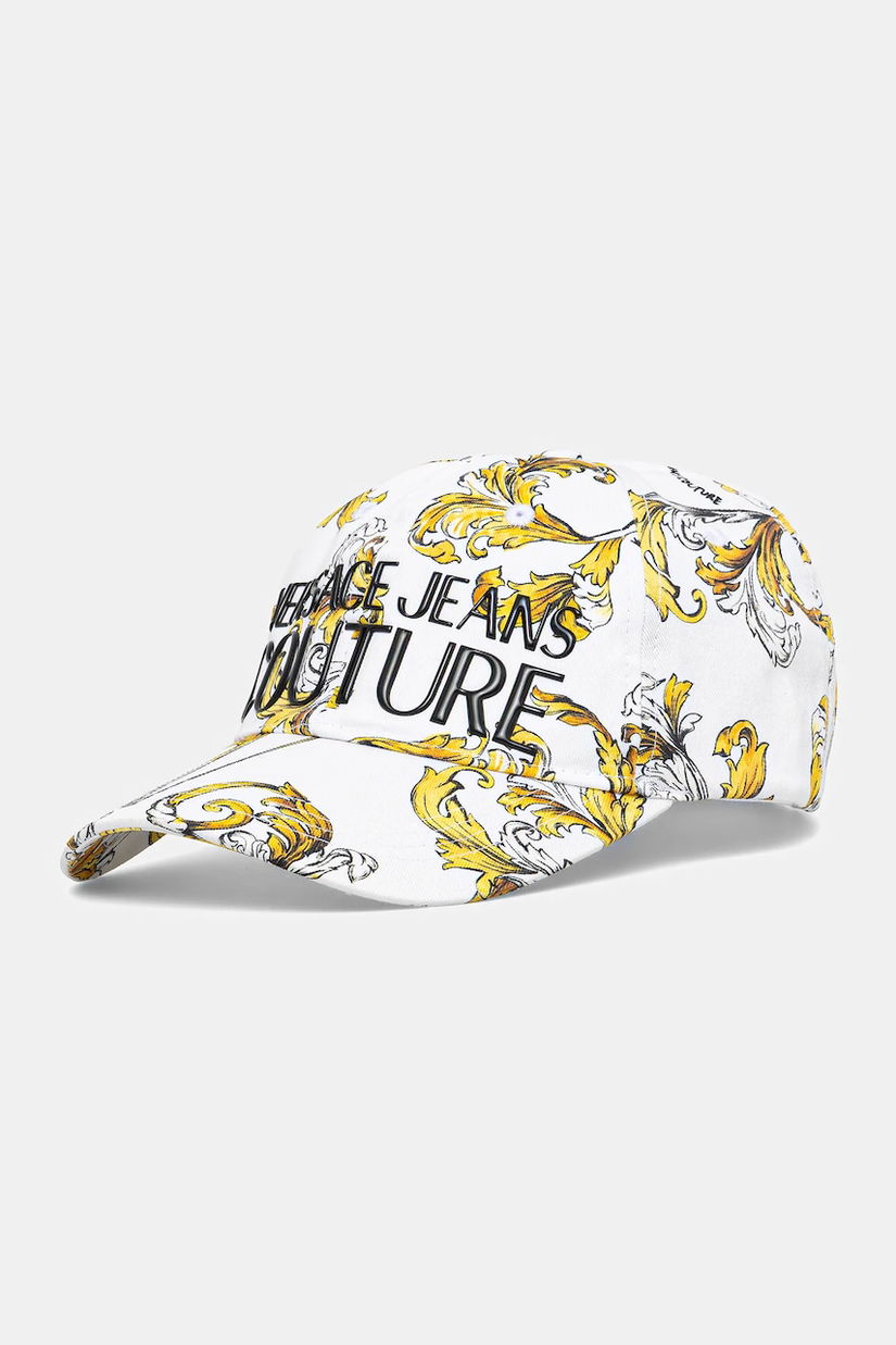 Versace Jeans Couture șapcă de baseball din bumbac femei, culoarea alb, cu imprimeu, 78HAZK10 ZG364