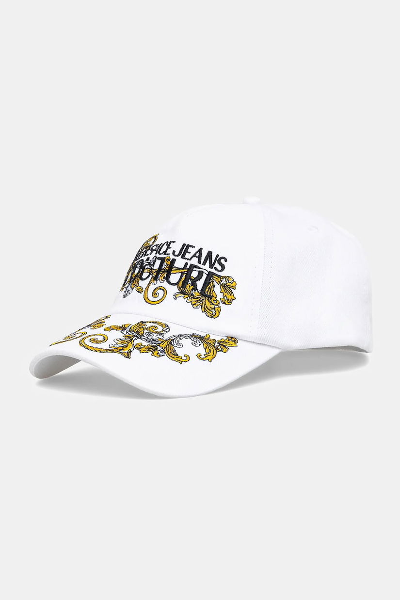 Versace Jeans Couture șapcă de baseball din bumbac femei, culoarea alb, cu imprimeu, 78HAZK17 ZG367