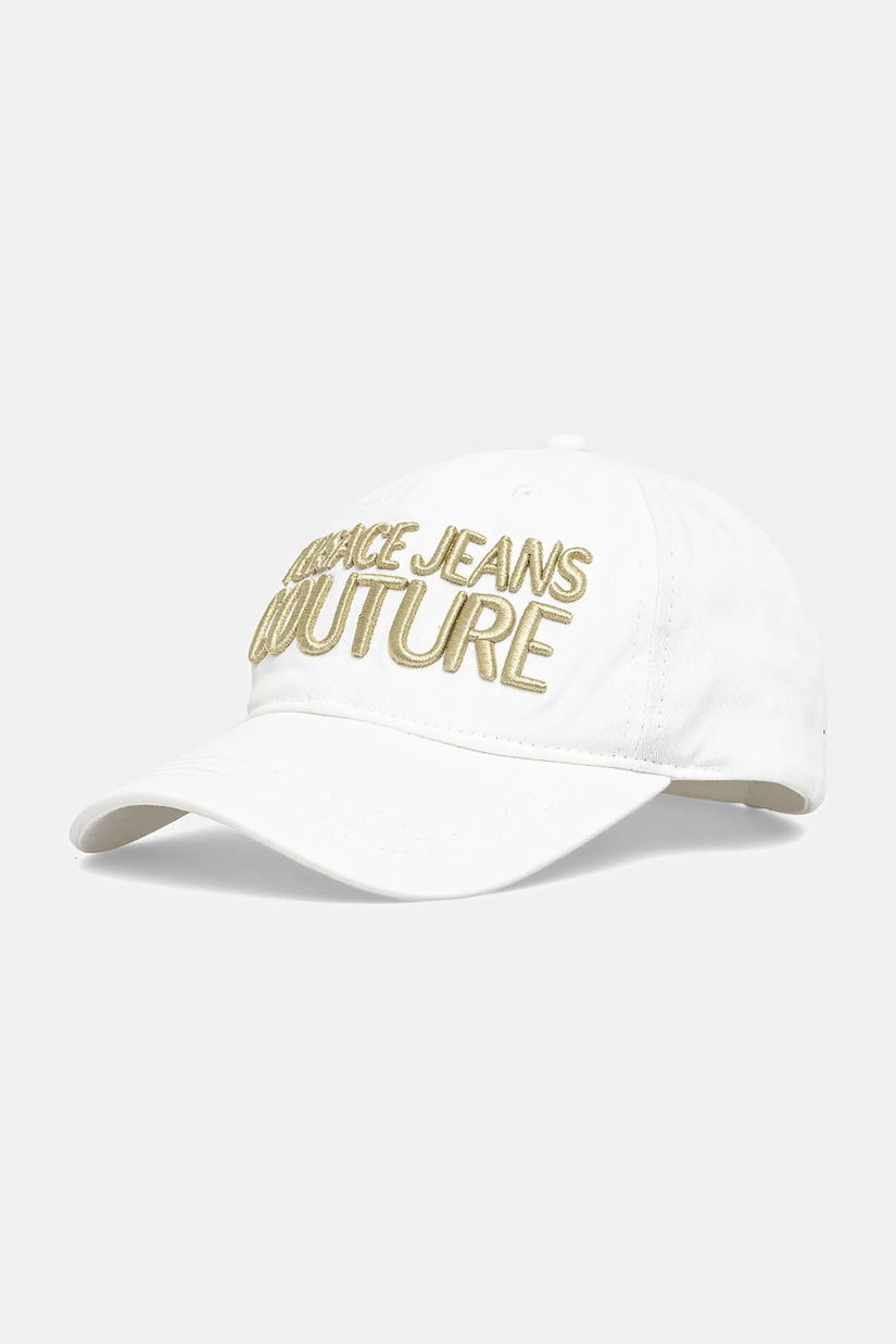 Versace Jeans Couture șapcă de baseball din bumbac femei, culoarea alb, cu imprimeu, 78HAZK32 ZG365