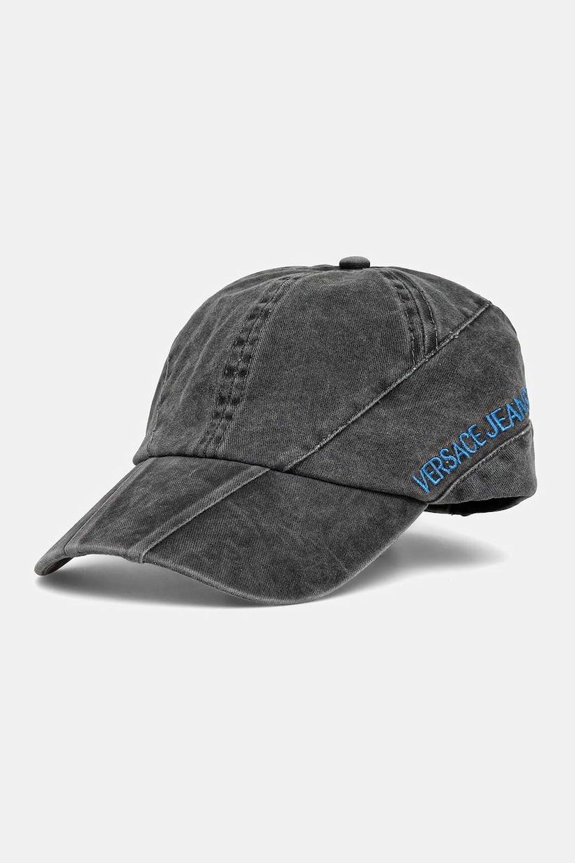 Versace Jeans Couture șapcă de baseball din bumbac bărbați, culoarea gri, cu imprimeu, 78GAZK57 ZG369