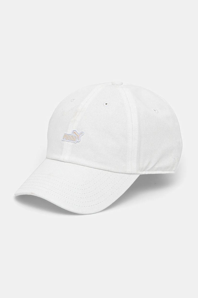 Puma șapcă de baseball din bumbac culoarea alb, cu imprimeu, 25997