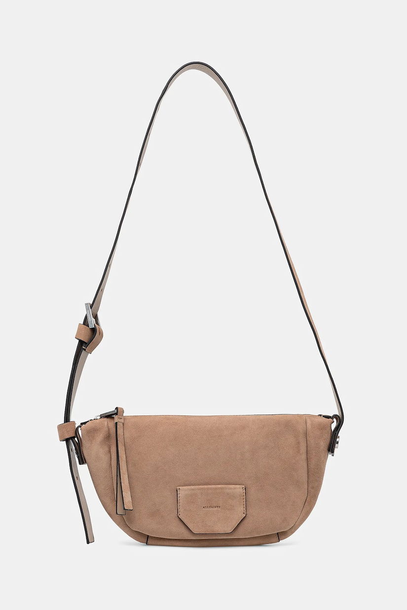 AllSaints geantă de mana din piele intoarsa MADEA SUEDE culoarea bej, W096XC