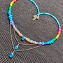 Colier argint opal de foc etiopian apatit calcedonie lant argint rainbow curcubeu rain drops picaturi multicolor minimalist boho chic trendy - Transport gratuit