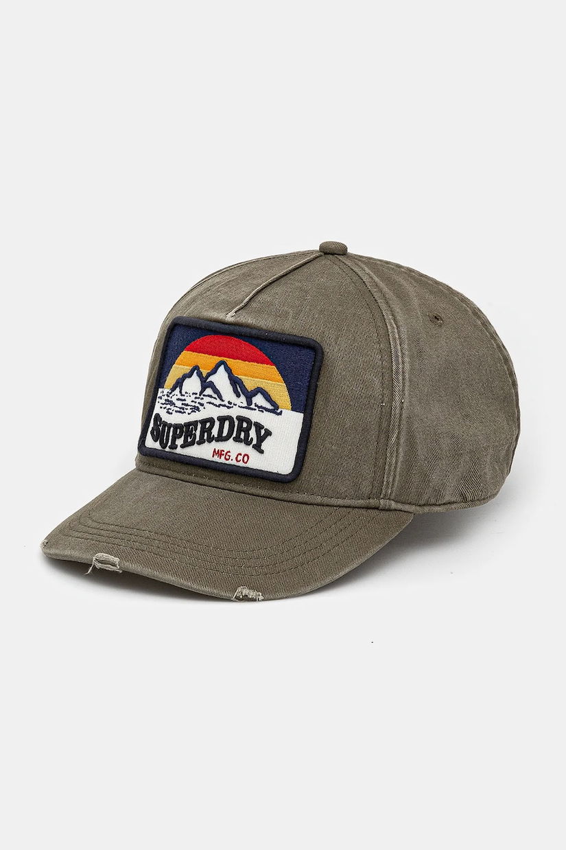 Superdry șapcă de baseball din bumbac femei, culoarea verde, cu imprimeu, W9010177A-6JE